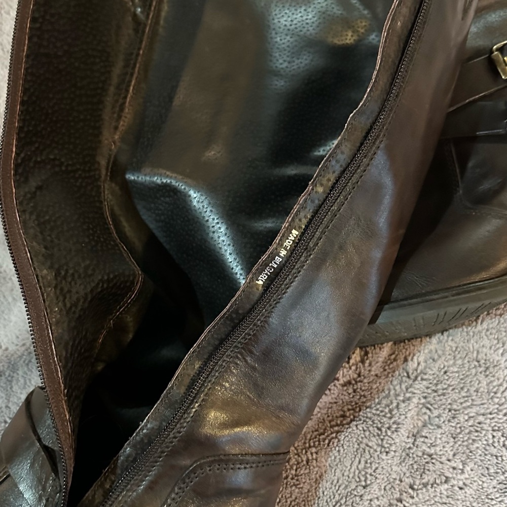 Aldo boots.  Size 7.  Dark brown leather tall 2 buckles - Picture 7 of 11